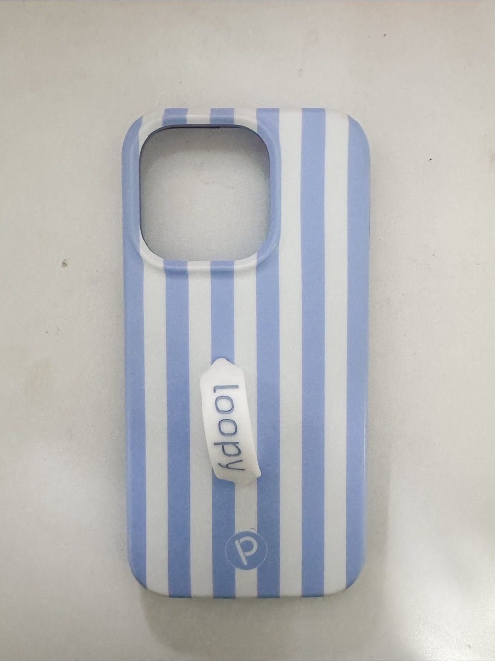 Loopy Case Blue & White Vertical Stripe Phone Case with Loop Grip